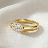 Bague de Fiançailles et de Mariage Personnalisable en Argent Sterling 925 pour Couples, avec Diamant Moissanite Œil de Cheval 2 Carats, pour Femme - Vente en Gros