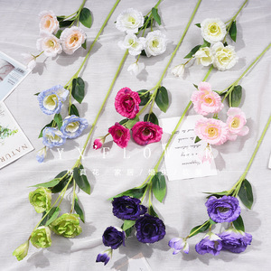 ดอกลิเซียนธัสสี่หัว ดอกไม้ประดิษฐ์จากผ้าไหม สำหรับตกแต่งงานแต่งงาน จัดดอกไม้ระดับไฮเอนด์ - Product Image 1