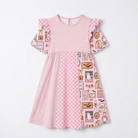 Robe à manches courtes à volants patchwork pour filles, motif gingham imprimé personnalisé, idéale pour les fêtes d'Halloween et le quotidien