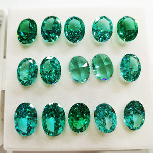 Bentuk Oval bersegi berat 8A mewah hijau kebiruan batu berlian CZ permata sintetis zirkonia kubik untuk membuat perhiasan - Product Image 1