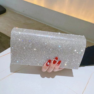 Bolso de mano de noche tipo sobre con cadena para mujer, elegante y brillante, con pedrería, de alta calidad, directo de fábrica, ideal para bodas y fiestas. - Product Image 5