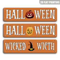 Böse Hexe mit Hexenhut Halloween Orange Metallschild