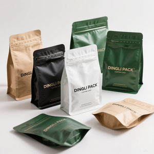 Bolsa de fondo plano impresa personalizada con válvula para envasado de alimentos de cereales en polvo de granos de café - Product Image 5