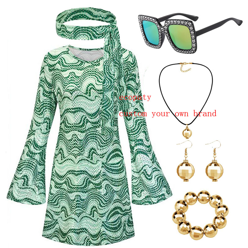 New Women Ladies Hippie 60s 70s Hippy Flower Fancy Dress Costume Flares  Adult Outfit Dress for Women Summer Dress| Alibaba.com
