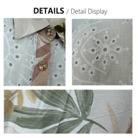 Robe longue florale pour femme à manches courtes, col boutonné, œillets, style resort, vente en gros, personnalisation OEM