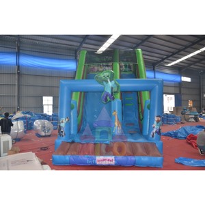 Grand toboggan gonflable vibrant sur le thème du safari avec zone de rebond pour les journées scolaires et les célébrations en parc - Product Image 2