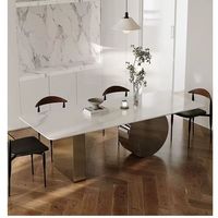Table à manger multifonctionnelle minimaliste italienne haut de gamme avec pieds en métal et plateau en marbre artificiel pour la maison et les restaurants