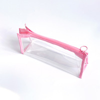 Trousse à crayons transparente triangulaire en PVC légère et imperméable pour enfants, idéale pour l'école, vente en gros d'usine