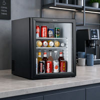 Mini-réfrigérateur portable électrique de haute qualité à faible bruit avec porte en acier inoxydable et dégivrage automatique pour hôtel