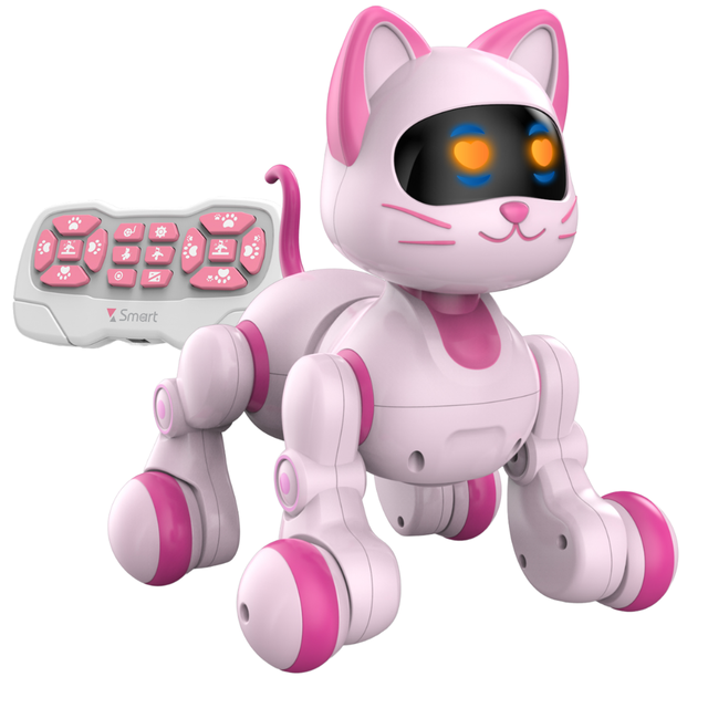 Programmable Remote Control Robot Cat for Kids, Interactive RC Robot with Touch Sensing, LED Eyes, Dance & Music Robot Toy