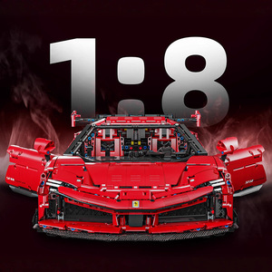 Leru 1:8 SF90 Sports Car <b>Building</b> Blocks 10723 Red Educational Assembly <b>Model</b> for Teens Unisex - Product Image 5