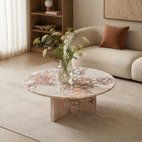 Table basse de salon en marbre Cammy Stone Rosso Levanto, style moderne, multifonctionnelle, mobilier de maison de luxe