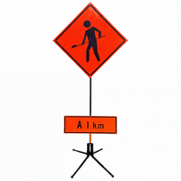 Panneau de signalisation routière pliable à dépliage rapide, réfléchissant et portable, avec support