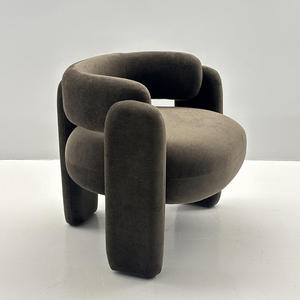 Fauteuil de salon moderne de style nordique en tissu bouclé avec design incurvé, chaise de loisirs convertible simple et créative - Product Image 2