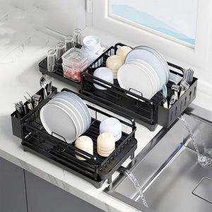 Multi-Functional Double-Tier Retractable Metal Eco-Friendly Space-Saving <b>Bathroom</b> Applicable Storage Rack Organizer - Product Image 1