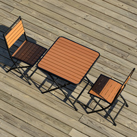 Ensemble de table et de chaises de restaurant moderne, en bois massif d'extérieur, écologique, durable, cadre en fer, mousse haute densité, 4 places, facile