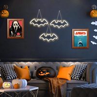 Neonawall Décoration Halloween & Gothique, 3 chauves-souris, enseigne néon, lumière néon, lumière LED blanc chaud à intensité variable pour la décoration de bars et cafés