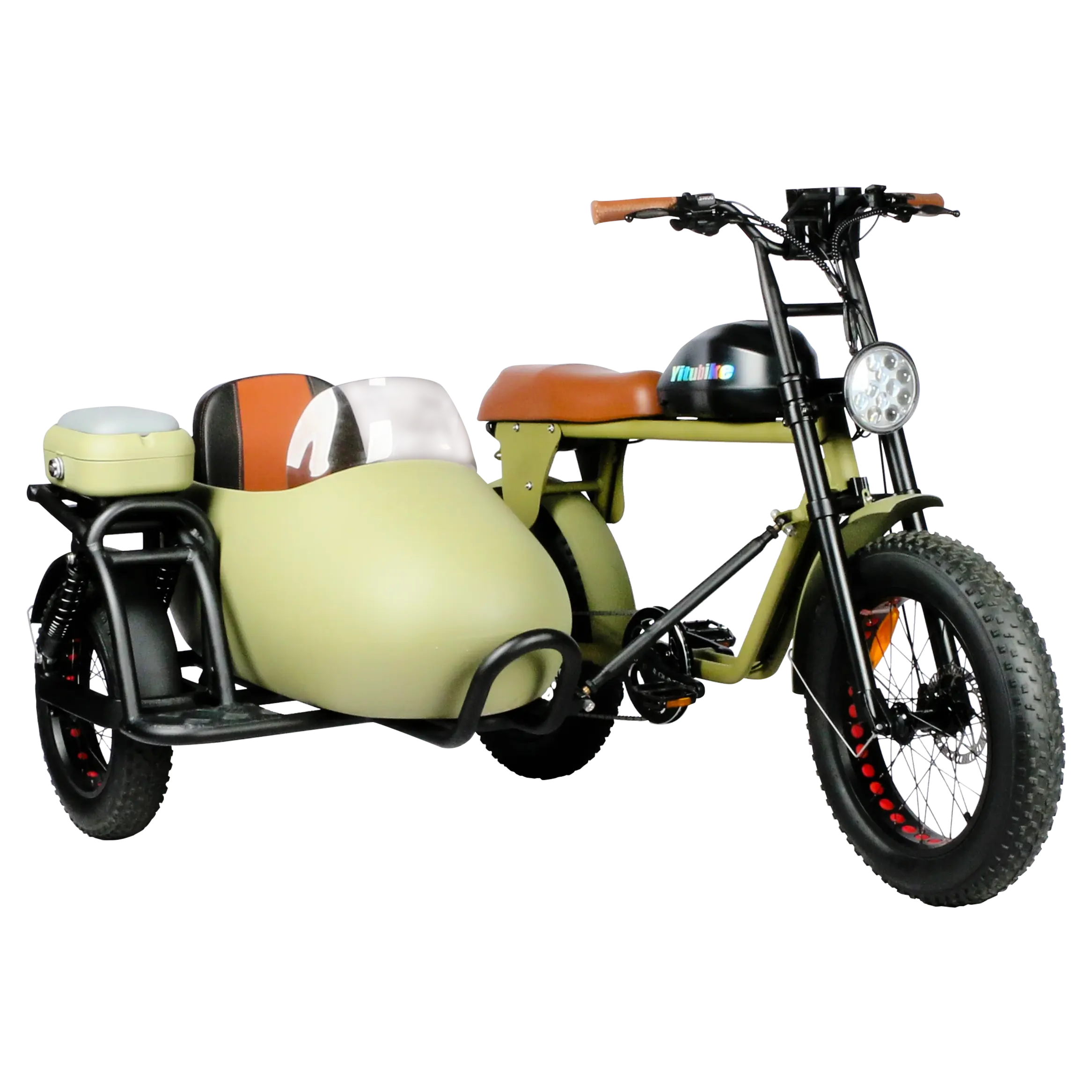 レトロな3輪サイドカーファットE-自転車取り外し可能なリチウム電池e大人の電動自転車用三輪車オートバイ