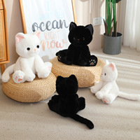 Peluche chat noir et blanc mignon en gros, jouet en peluche chaton, poupée réconfortante en coton PP, cadeau d'anniversaire personnalisé pour les amoureux des chats