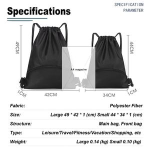 Sac à cordon personnalisé en polyester léger avec poche zippée pour hommes, idéal pour les sports de plein air - Product Image 4