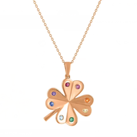 Collier Pendentif Trèfle Arc-en-ciel en Zircon Cubique en Gros, Bijoux Porte-Bonheur Colorés en Zircon, Accessoires de Mode pour Femmes