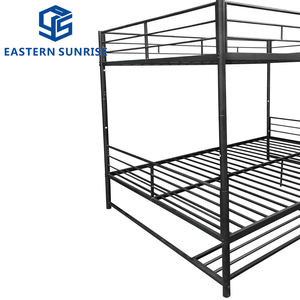 <span class=keywords><strong>Lit</strong></span> superposé vintage en métal noir avec étagère de <span class=keywords><strong>rangement</strong></span> sous le <span class=keywords><strong>lit</strong></span> pour la maison ou le dortoir - Construction en acier robuste - Product Image 4