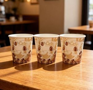 Gobelet en papier à paroi simple biodégradable imprimé avec logo personnalisé pour le café et le lait, impression couleur personnalisée, 4 oz - Product Image 4