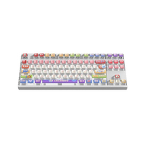 Clavier de jeu mécanique mini USB filaire 87 touches rétroéclairé, touches ABS translucides double couche style pudding de lait, personnalisable