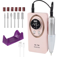 2025 SG710 perceuse à ongles Rechargeable Mini perceuse à ongles sans fil Portable Gel Kit de perceuse à ongles 30W manucure pédicure 45000 tr/min