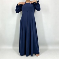 Gaun Maxi Wanita Lengan Panjang Berlipit Model Abaya Bahan Polyester Panjang Menyentuh Lantai untuk Pesta Pernikahan dan Acara Malam, Cocok untuk Wanita Muslim, Bahan Bernapas