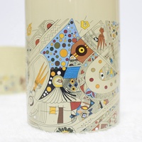 Diffuseur en verre transparent avec motif bohème blanc et noir, 550 ml, avec bouchon à vis et ensemble premium complet