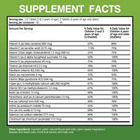 Comprimés de vitamines pour enfants avec D3 et fer, complément vitaminique pour enfants difficiles à nourrir, soutien immunitaire et de croissance pour les enfants (2 ans et plus)