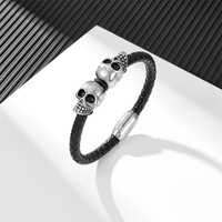 Bracelet personnalisé pour homme en Kevlar et pierre naturelle, style squelette, rétro, niche européenne et américaine, DIY, commerce transfrontalier
