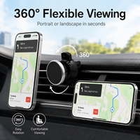 Support de téléphone pour grille d'aération de voiture en alliage d'aluminium avec ventouse, rotatif à 360°, articulation à rotule, ABS durable, aimant puissant en aluminium