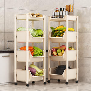 Chariot de rangement multifonctionnel écologique en plastique à 3 niveaux, pliable, mobile, avec roulettes, pour la <span class=keywords><strong>cuisine</strong></span> - Product Image 2