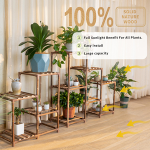 Multi-Tier 5-Layer <b>Standing</b> Type Wooden Plant Stand Rustic Corner Plant <b>Shelf</b> for Potted Flower Display Rack - Product Image 3