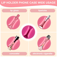 Porte-rouge à lèvres en silicone et étui pour téléphone portable avec fonction antichoc Stick-On pour crochets et rails de téléphone iPhone et Android en boîte