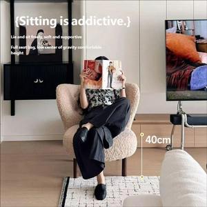 Fauteuil individuel en peau de mouton Wabi-Sabi, style design nordique, compact, pour salon, idéal pour les petits espaces - Product Image 6