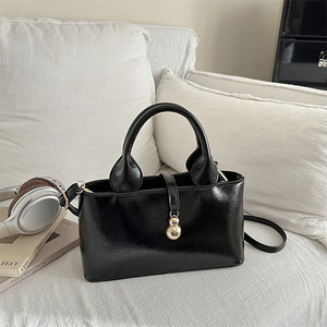 Large-capacity Women's Commuting Casual Tote Bag with Zipper Closure Two <b>Shoulder</b> <b>Straps</b> Soft Surface Solid Color - Product Image 3