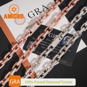 Chaîne cubaine personnalisée pour homme Hip Hop, moissanite, argent 925, sertie de diamants VVS, or rose, chaîne cubaine épaisse Miami, bijoux - Product Image 3