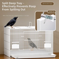 Cage à oiseaux de luxe pour Myna Hill Myna, taille extra-large, accessoires de grande taille, installation de bain extérieur, structure métallique, forme rectangulaire, blanc