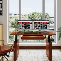 Bureau assis-debout modulaire à double moteur en bois massif résistant aux rayures, montage facile, hauteur réglable électriquement, ergonomique