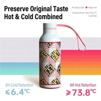 Bouteille d'eau isotherme portable 500 ml élégante avec motif Tour Eiffel, sangle de transport, en acier inoxydable, tasse de voyage B2B