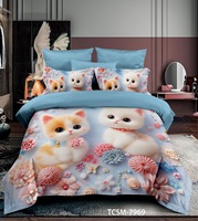Ensemble de literie en microfibre 100% polyester, imprimé chat 5D, vif et coloré, ensemble de housse de couette, ensemble de literie pour la maison