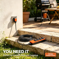 Multiprise européenne Schuko 4 voies 16A 230V avec rallonge de 3/5/10/15/20/25m pour camping, jardin et utilisation extérieure