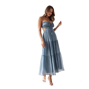 Moda Sexy gran oferta bonitos Vestidos de <span class=keywords><strong>mujer</strong></span> seductor hueco cuello en V sin mangas sólido suelto grande largo Swing Vestidos para <span class=keywords><strong>mujer</strong></span> - Product Image 5