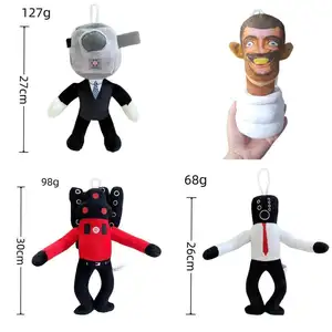 JM Funny Humorous Black White Speakerman Stuffed Plush Toilet Man Sound Man Plush Toy Skibidi Toilet Stuffed Plush Toys