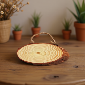 Decorazione in legno naturale Ilan, diametro 20 cm, con manico in corda, per decorazioni domestiche - Product Image 3