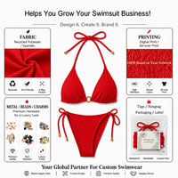 Bikini femme personnalisé en Econyl, imprimé à carreaux, avec liens à nouer devant et derrière, coupe haute, deux pièces, tissu RPET, vêtements de plage
