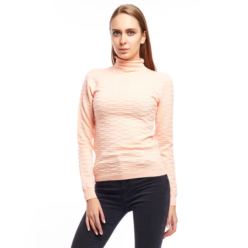 Womens Thick Women Sexy Knit High Quality Fashion Pink Turtleneck Sweater Women Jumpers